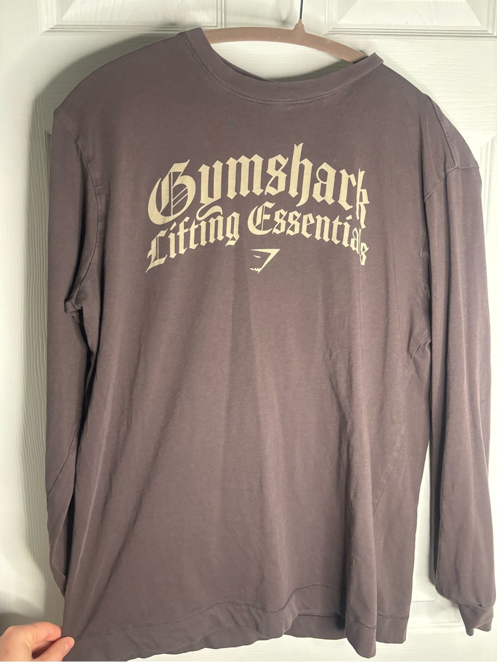 Gymshark Men’s Long Sleeve Tee in Muted Taupe with Cream Logo